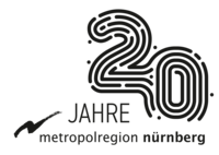 1-zeiliges Signet zum Jubiläum der Metropolregion Nürnberg - schwarz invertiert